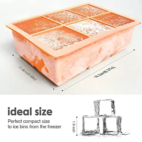 Excnorm Silicone Ice Cube Trays 3 Pack - Large Size Silicone Ice Cube Molds with Leak Proof Removable Lid Square Ice Cube Tray And BPA Free for Cocktail,Whiskey, Stackable Flexible Ice - 3