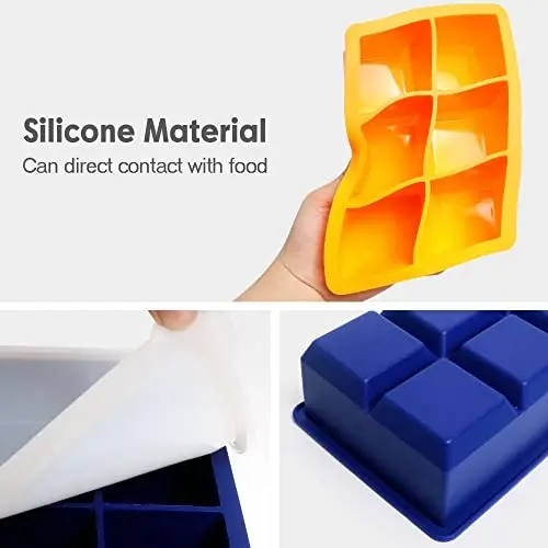 Excnorm Silicone Ice Cube Trays 3 Pack - Large Size Silicone Ice Cube Molds with Leak Proof Removable Lid Square Ice Cube Tray And BPA Free for Cocktail,Whiskey, Stackable Flexible Ice - 3