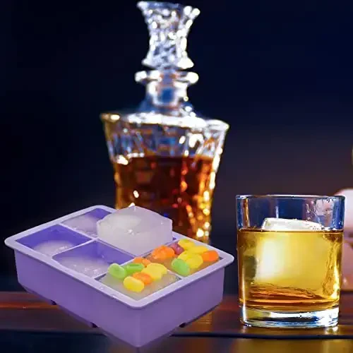 Excnorm Silicone Ice Cube Trays 3 Pack - Large Size Silicone Ice Cube Molds with Leak Proof Removable Lid Square Ice Cube Tray And BPA Free for Cocktail,Whiskey, Stackable Flexible Ice - 6