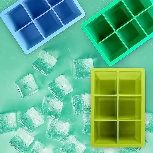 Excnorm Silicone Ice Cube Trays 3 Pack - Large Size Silicone Ice Cube Molds with Leak Proof Removable Lid Square Ice Cube Tray And BPA Free for Cocktail,Whiskey, Stackable Flexible Ice - 7