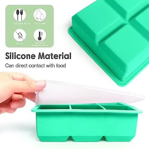 Excnorm Silicone Ice Cube Trays 3 Pack - Large Size Silicone Ice Cube Molds with Leak Proof Removable Lid Square Ice Cube Tray And BPA Free for Cocktail,Whiskey, Stackable Flexible Ice - 5