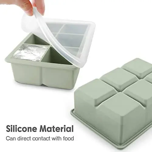 Excnorm Silicone Ice Cube Trays 3 Pack - Large Size Silicone Ice Cube Molds with Leak Proof Removable Lid Square Ice Cube Tray And BPA Free for Cocktail,Whiskey, Stackable Flexible Ice - 2