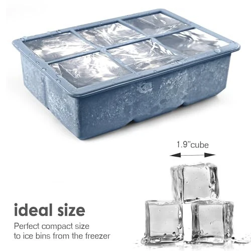 Excnorm Silicone Ice Cube Trays 3 Pack - Large Size Silicone Ice Cube Molds with Leak Proof Removable Lid Square Ice Cube Tray And BPA Free for Cocktail,Whiskey, Stackable Flexible Ice - 3