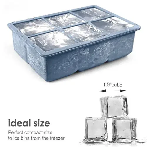 Excnorm Silicone Ice Cube Trays 3 Pack - Large Size Silicone Ice Cube Molds with Leak Proof Removable Lid Square Ice Cube Tray And BPA Free for Cocktail,Whiskey, Stackable Flexible Ice - 3