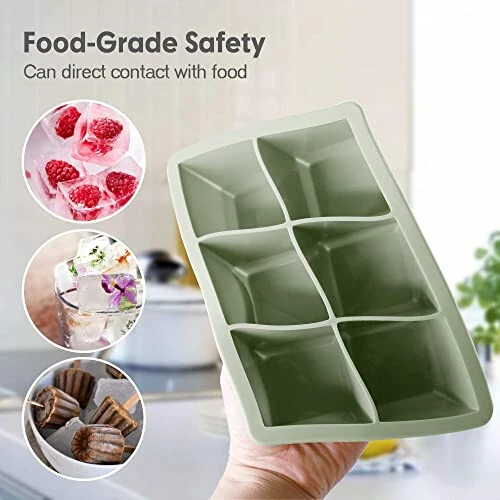 Excnorm Silicone Ice Cube Trays 3 Pack - Large Size Silicone Ice Cube Molds with Leak Proof Removable Lid Square Ice Cube Tray And BPA Free for Cocktail,Whiskey, Stackable Flexible Ice - 7