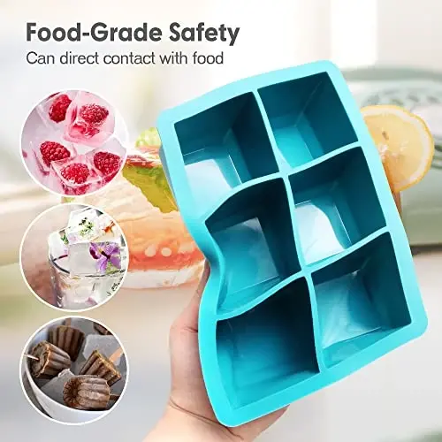 Excnorm Silicone Ice Cube Trays 3 Pack - Large Size Silicone Ice Cube Molds with Leak Proof Removable Lid Square Ice Cube Tray And BPA Free for Cocktail,Whiskey, Stackable Flexible Ice - 4