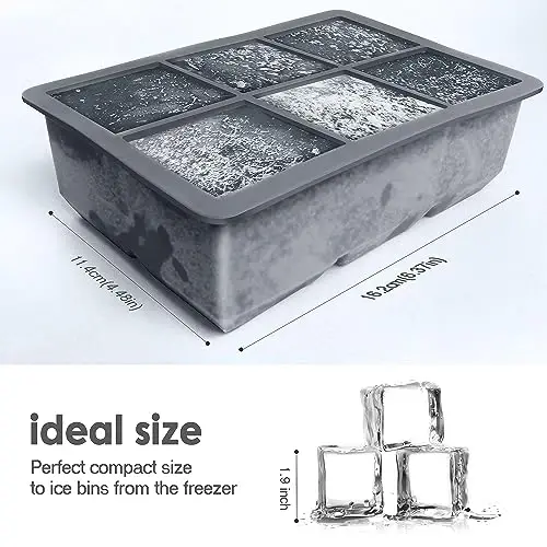 Excnorm Silicone Ice Cube Trays 3 Pack - Large Size Silicone Ice Cube Molds with Leak Proof Removable Lid Square Ice Cube Tray And BPA Free for Cocktail,Whiskey, Stackable Flexible Ice - 3