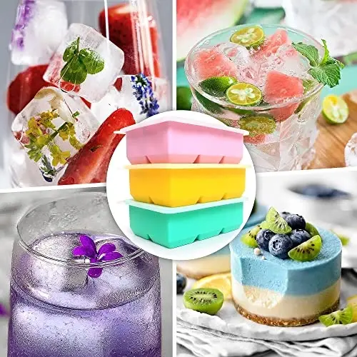 Excnorm Silicone Ice Cube Trays 3 Pack - Large Size Silicone Ice Cube Molds with Leak Proof Removable Lid Square Ice Cube Tray And BPA Free for Cocktail,Whiskey, Stackable Flexible Ice - 2