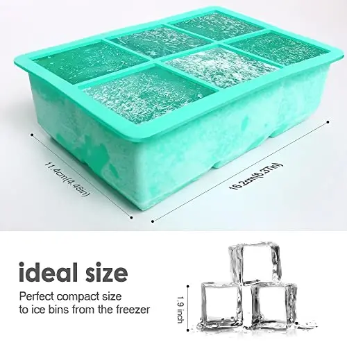 Excnorm Silicone Ice Cube Trays 3 Pack - Large Size Silicone Ice Cube Molds with Leak Proof Removable Lid Square Ice Cube Tray And BPA Free for Cocktail,Whiskey, Stackable Flexible Ice - 3