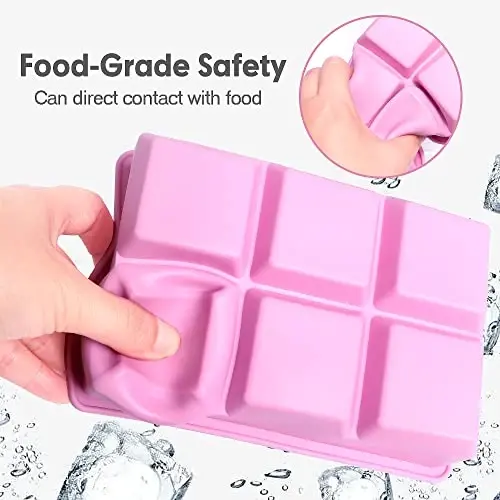 Excnorm Silicone Ice Cube Trays 3 Pack - Large Size Silicone Ice Cube Molds with Leak Proof Removable Lid Square Ice Cube Tray And BPA Free for Cocktail,Whiskey, Stackable Flexible Ice - 5