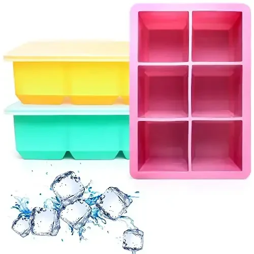 Excnorm Silicone Ice Cube Trays 3 Pack - Large Size Silicone Ice Cube Molds with Leak Proof Removable Lid Square Ice Cube Tray And BPA Free for Cocktail,Whiskey, Stackable Flexible Ice - EXCNORM