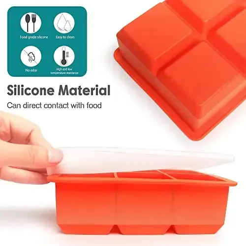 Excnorm Silicone Ice Cube Trays 3 Pack - Large Size Silicone Ice Cube Molds with Leak Proof Removable Lid Square Ice Cube Tray And BPA Free for Cocktail,Whiskey, Stackable Flexible Ice - 7