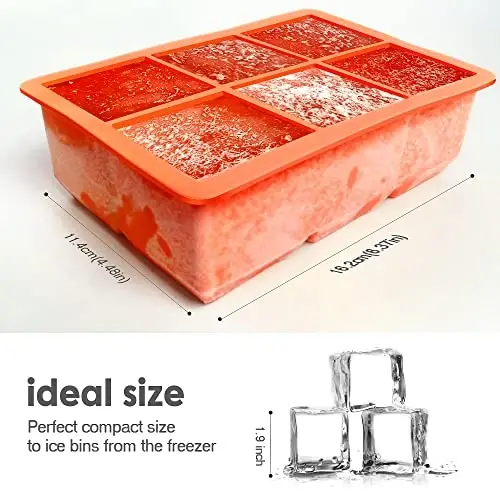 Excnorm Silicone Ice Cube Trays 3 Pack - Large Size Silicone Ice Cube Molds with Leak Proof Removable Lid Square Ice Cube Tray And BPA Free for Cocktail,Whiskey, Stackable Flexible Ice - 3