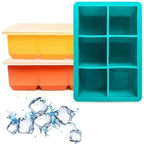 Excnorm Silicone Ice Cube Trays 3 Pack - Large Size Silicone Ice Cube Molds with Leak Proof Removable Lid Square Ice Cube Tray And BPA Free for Cocktail,Whiskey, Stackable Flexible Ice 