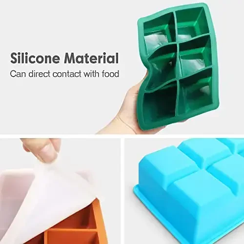 Excnorm Silicone Ice Cube Trays 3 Pack - Large Size Silicone Ice Cube Molds with Leak Proof Removable Lid Square Ice Cube Tray And BPA Free for Cocktail,Whiskey, Stackable Flexible Ice - 3