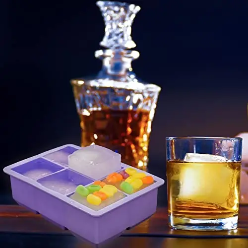 Excnorm Silicone Ice Cube Trays 3 Pack - Large Size Silicone Ice Cube Molds with Leak Proof Removable Lid Square Ice Cube Tray And BPA Free for Cocktail,Whiskey, Stackable Flexible Ice - 6