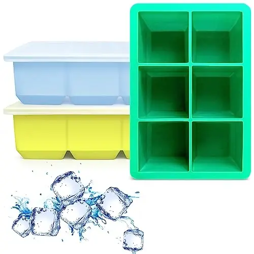 Excnorm Silicone Ice Cube Trays 3 Pack - Large Size Silicone Ice Cube Molds with Leak Proof Removable Lid Square Ice Cube Tray And BPA Free for Cocktail,Whiskey, Stackable Flexible Ice - 1