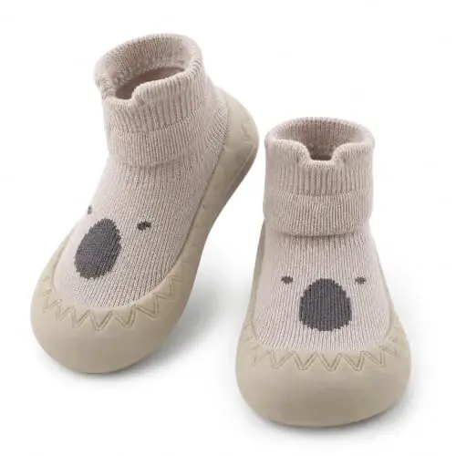 Exegawe Baby Sock Shoes Non-Slip Toddler First Walking Shoes for Boys Girls | Infant Cartoon Soft Rubber Sole Floor Slipper for Boys Girls, Breathable Elastic Anti-Collision Toe Sneakers - 1