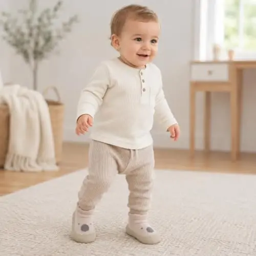 Exegawe Baby Sock Shoes Non-Slip Toddler First Walking Shoes for Boys Girls | Infant Cartoon Soft Rubber Sole Floor Slipper for Boys Girls, Breathable Elastic Anti-Collision Toe Sneakers - EXEGAWE (1)