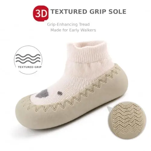 Exegawe Baby Sock Shoes Non-Slip Toddler First Walking Shoes for Boys Girls | Infant Cartoon Soft Rubber Sole Floor Slipper for Boys Girls, Breathable Elastic Anti-Collision Toe Sneakers - 5