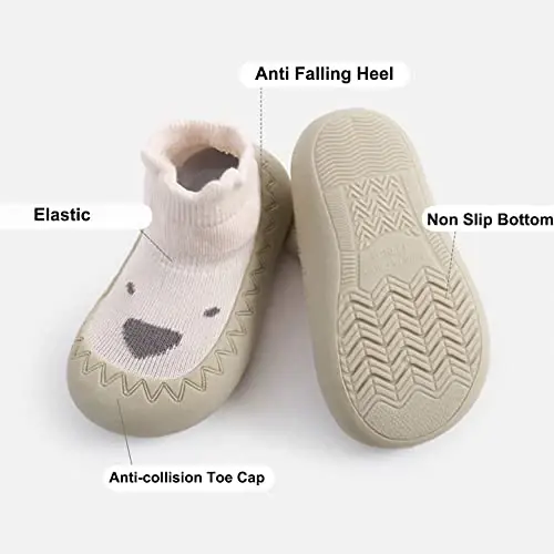 Exegawe Baby Sock Shoes Toddler Cartoon Soft Rubber Sole Non Slip Floor Slipper for Boys Girls First Walking - 6
