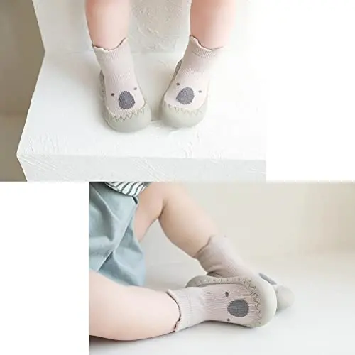 Exegawe Baby Sock Shoes Toddler Cartoon Soft Rubber Sole Non Slip Floor Slipper for Boys Girls First Walking 