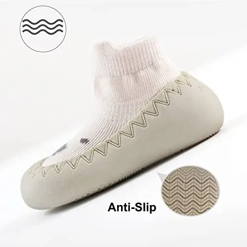 Exegawe Baby Sock Shoes Toddler Cartoon Soft Rubber Sole Non Slip Floor Slipper for Boys Girls First Walking - 4
