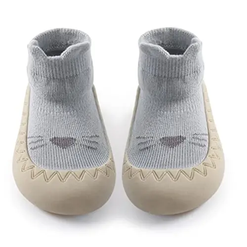 Exegawe Baby Sock Shoes Toddler Cartoon Soft Rubber Sole Non Slip Floor Slipper for Boys Girls First Walking 