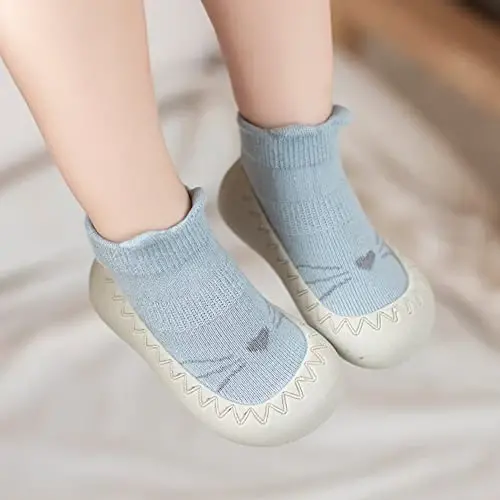 Exegawe Baby Sock Shoes Toddler Cartoon Soft Rubber Sole Non Slip Floor Slipper for Boys Girls First Walking - EXEGAWE (1)