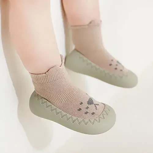 Exegawe Baby Sock Shoes Toddler Cartoon Soft Rubber Sole Non Slip Floor Slipper for Boys Girls First Walking - EXEGAWE (1)
