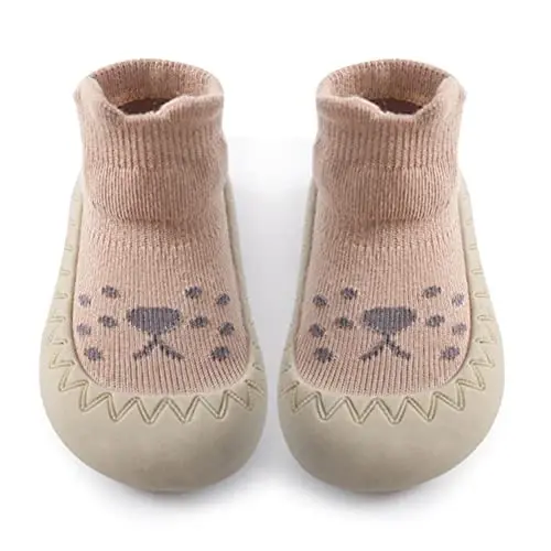 Exegawe Baby Sock Shoes Toddler Cartoon Soft Rubber Sole Non Slip Floor Slipper for Boys Girls First Walking - 1