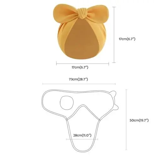 Exemaba 3-Pack Baby Swaddles for Newborns with Bow Hat for Girls Yellow Set | Cotton Sleep Sacks Nursery Swaddling Blanket for 0-3 Months Infant Registry Essentials Adjustable & Easy Fastener - Exemaba (1)