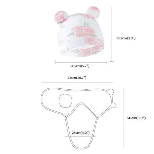 Exemaba 3-Pack Baby Swaddles for Newborns with Hat for Girls(Flower Set) | Cotton Sleep Sacks Nursery Swaddling Blanket for 0-3 Months Infant Registry Essentials Adjustable & Easy Fastener - Exemaba (1)