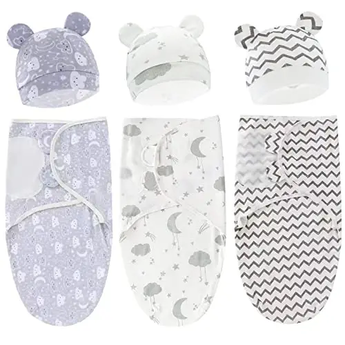 Exemaba Baby Swaddle Sleep Sack for 0-3 months 3-Pack Soft Cotton Yangi tug'ilgan chaqaloqlar uchun o'raladigan Swaddle Wrap Qizlar uchun 