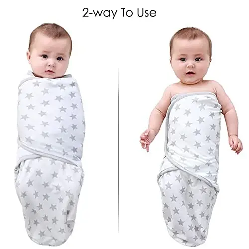 Exemaba Baby Swaddle Sleep Sack with Hat Set for 0-3 months 3-Pack Soft Cotton Newborn Wearable Swaddle Wrap for Girls Boys - 6