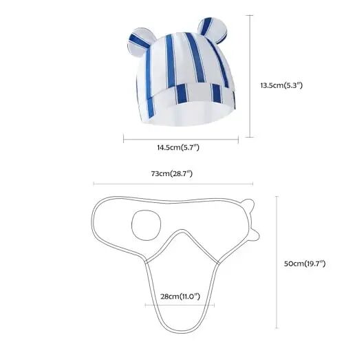 Exemaba Unisex 3-Pack Baby Swaddles for Newborns with Bear Hat (Blue Set) | Cotton Sleep Sacks Nursery Swaddling Blanket for 0-3 Months Infant Registry Essentials Adjustable & Easy Fastener - Exemaba (1)