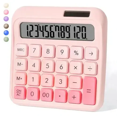 Exlliy Desk Calculator,12 Digits, Large LCD Display,Big Buttons,Solar and Battery Dual Power Desktop Calculators,Cute and Aesthetic,Suitable for Office & Study - EXLLIY