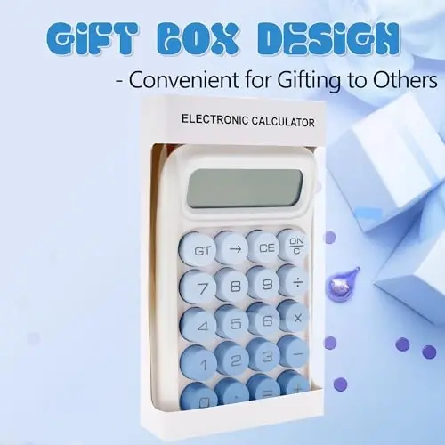 Exlliy Desk Calculator,12 Digits, Large LCD Display,Big Buttons,Solar and Battery Dual Power Desktop Calculators,Cute and Aesthetic,Suitable for Office & Study - 5