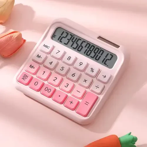 Exlliy Desk Calculator,12 Digits, Large LCD Display,Big Buttons,Solar and Battery Dual Power Desktop Calculators,Cute and Aesthetic,Suitable for Office & Study - 7