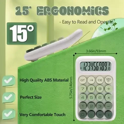 Exlliy Mechanical Switch Calculator, 10 Digits, Large LCD Display, Purple, Big Buttons, Aesthetic - 4