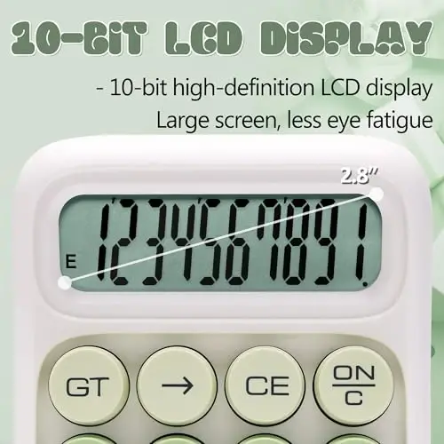 Exlliy Mechanical Switch Calculator, 10 Digits, Large LCD Display, Purple, Big Buttons, Aesthetic - 3