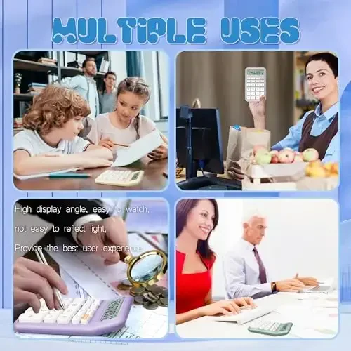 Exlliy Mechanical Switch Calculator, 10 Digits, Large LCD Display, Purple, Big Buttons, Aesthetic - 6