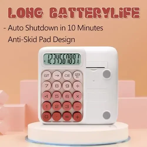 Exlliy Mechanical Switch Calculator, 10 Digits, Large LCD Display, Purple, Big Buttons, Aesthetic - 2