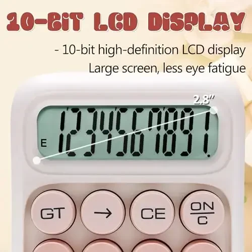 Exlliy Mechanical Switch Calculator, 10 Digits, Large LCD Display, Purple, Big Buttons, Aesthetic - 3