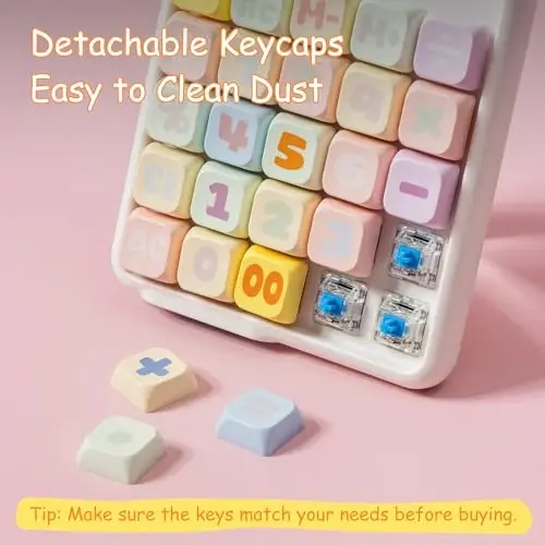 Exlliy Mechanical Switch Calculator, 12 Digit Large LCD Display, Big Buttons, Real Mechanical Keypad, Desktop Calculator for Office & Study - 2