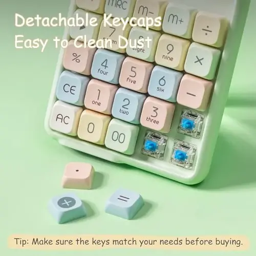 Exlliy Mechanical Switch Calculator, 12 Digit Large LCD Display, Big Buttons, Real Mechanical Keypad, Desktop Calculator for Office & Study - 2