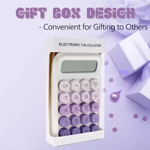 Exlliy Mechanical Switch Calculator,10 Digits,Large LCD Display,Purple Calculator Big Buttons,Cute Calculator,Calculators Desktop Calculator,Aesthetic CalculatorMechanical Switch (Gradient Purple, S) - 5