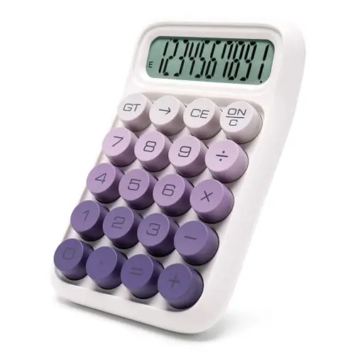 Exlliy Mechanical Switch Calculator,10 Digits,Large LCD Display,Purple Calculator Big Buttons,Cute Calculator,Calculators Desktop Calculator,Aesthetic CalculatorMechanical Switch (Gradient Purple, S) 