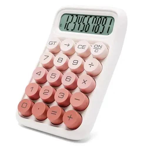 Exlliy Mechanical Switch Calculator, 10 Digits, Large LCD Display, Purple, Big Buttons, Aesthetic - 1