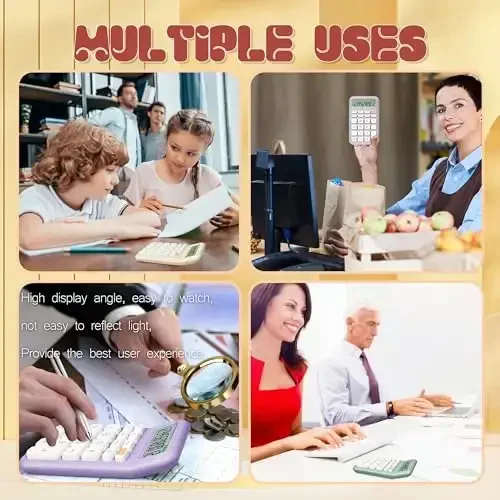 Exlliy Mechanical Switch Calculator, 10 Digits, Large LCD Display, Purple, Big Buttons, Aesthetic - 6